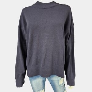 A New Day Long Sleeve Mock Neck Pullover Navy Blue Sweater Size L